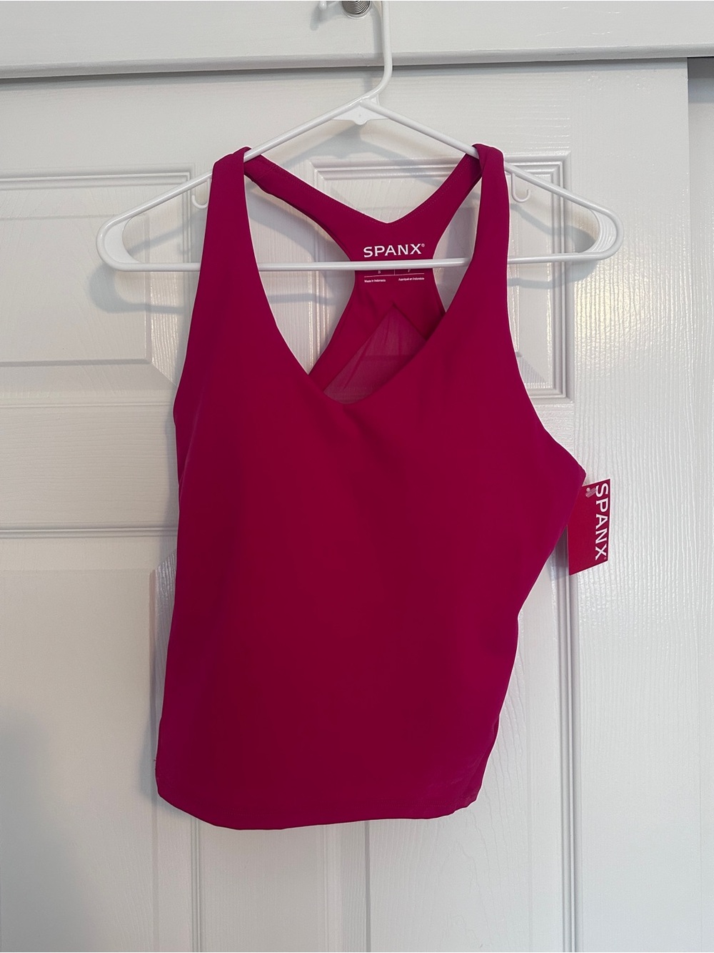 SPANX Fuchsia V-Neck Shelf Tank